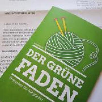 Willkommensbrief der Grünen-Geschäftsstelle und "der grüne Faden"